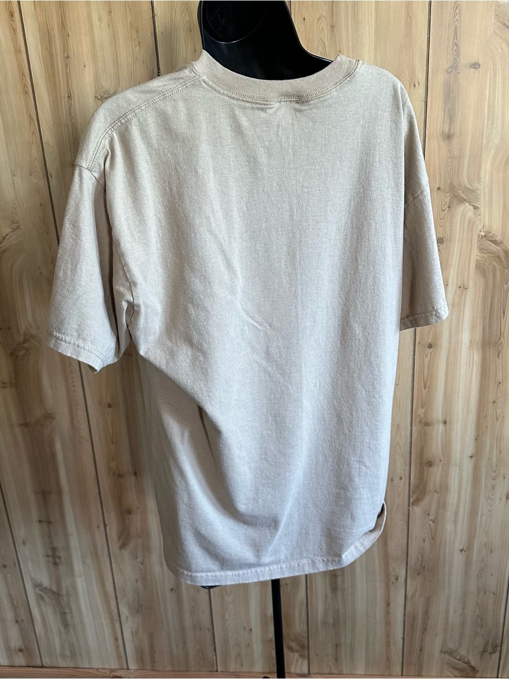 Vintage 90s Beige /Cream Tan Embroidered Leaf Graphic Tee - Picture 5 of 5